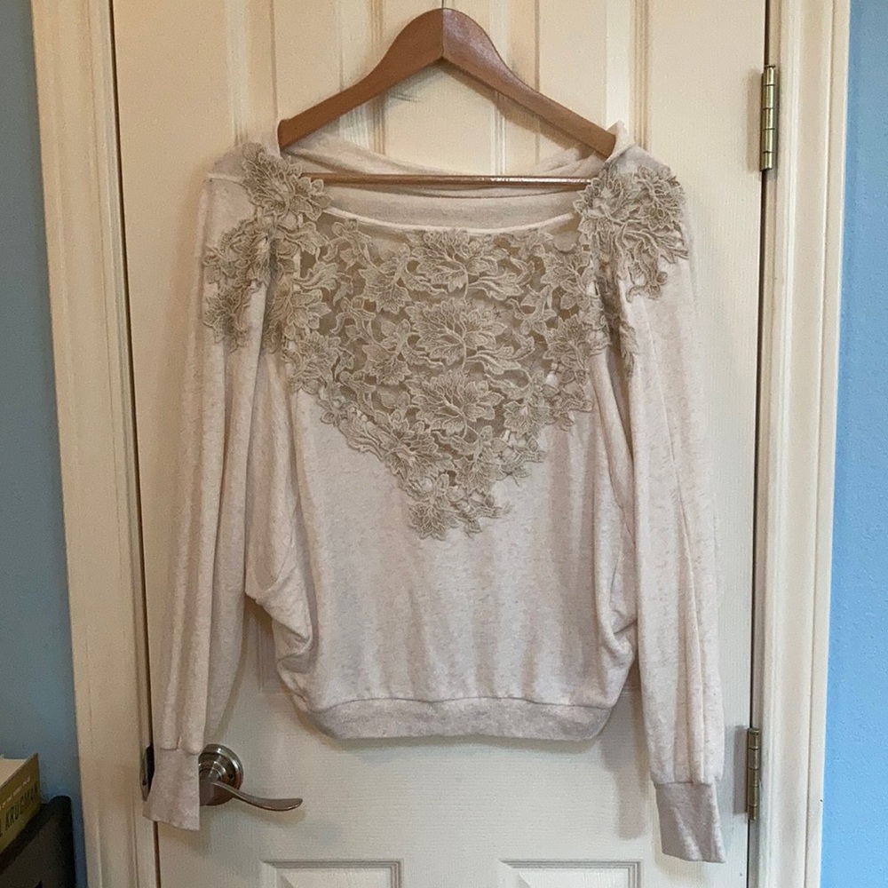 Anthropologie Meadow Rue lace-back sweatshirt, S